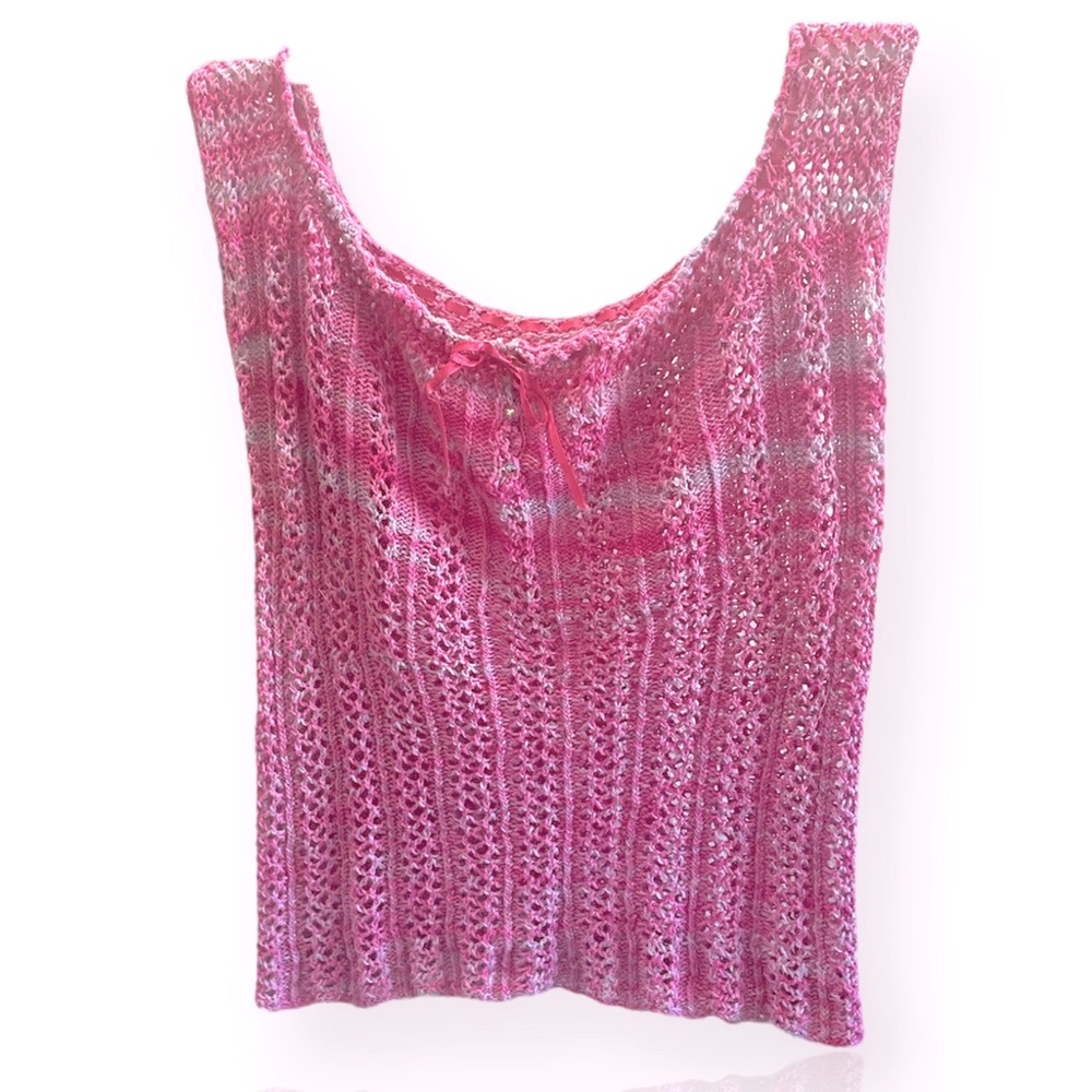Crochet  Y2K tank with ribbon 💗